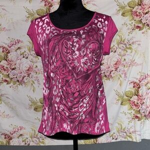 Women's Pink Graphic Top. Size M.